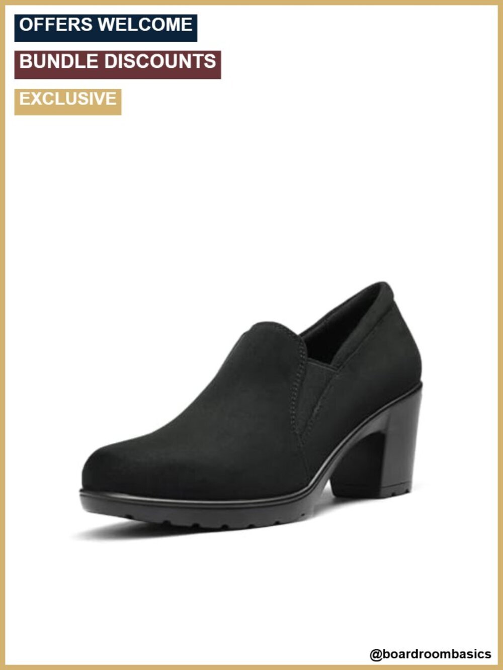 Women's Block Heel Loafers Slip-on Pumps with Latex Padded Insole